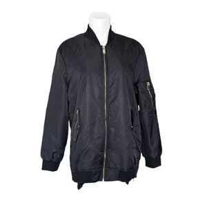 Zara Basic Outerwear Women’s‎ Black Full Zip Bomber Jacket Size Small